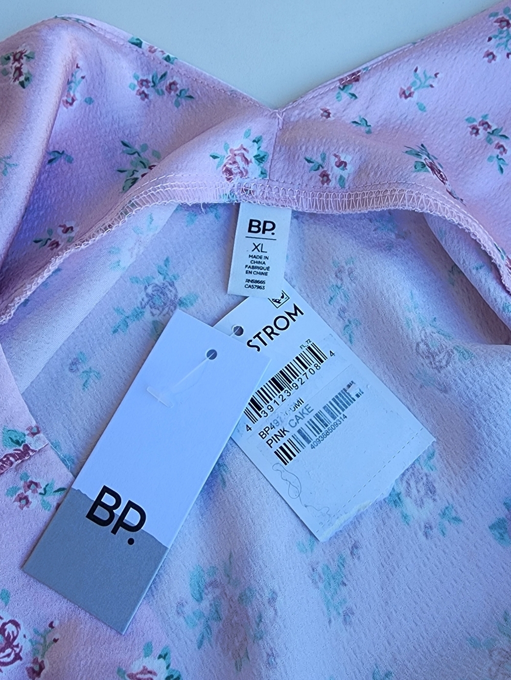 NWT BP NORDSTROM Women's Pink Cake Floral Sleeveless Satin Mini Dress Size XL - Picture 14 of 16